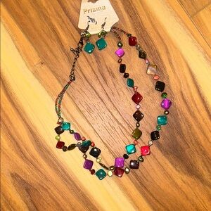 Prizma vintage fashion jewelry Multicolor Beaded Necklace and Earring Set
